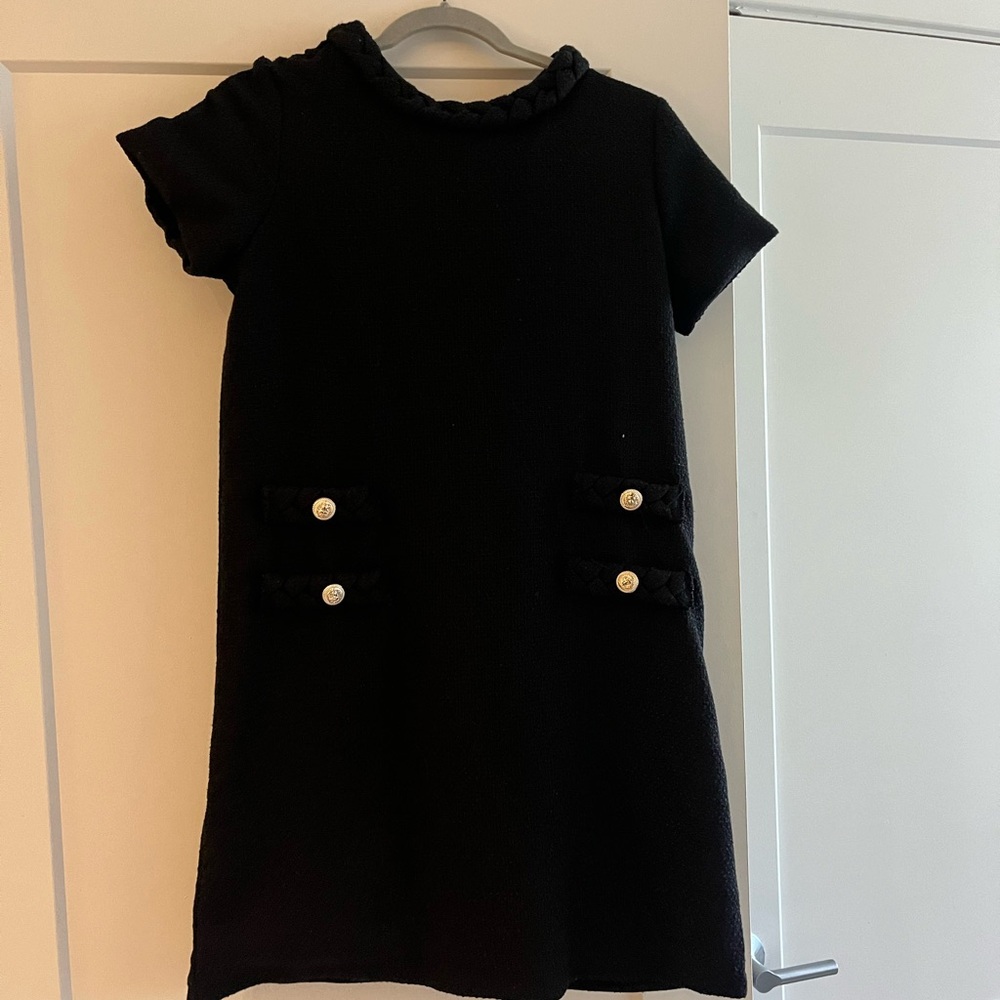 Womens Tweed Jackie Dress Elegant Crew Neck Short Sleeve Button Mini Dress